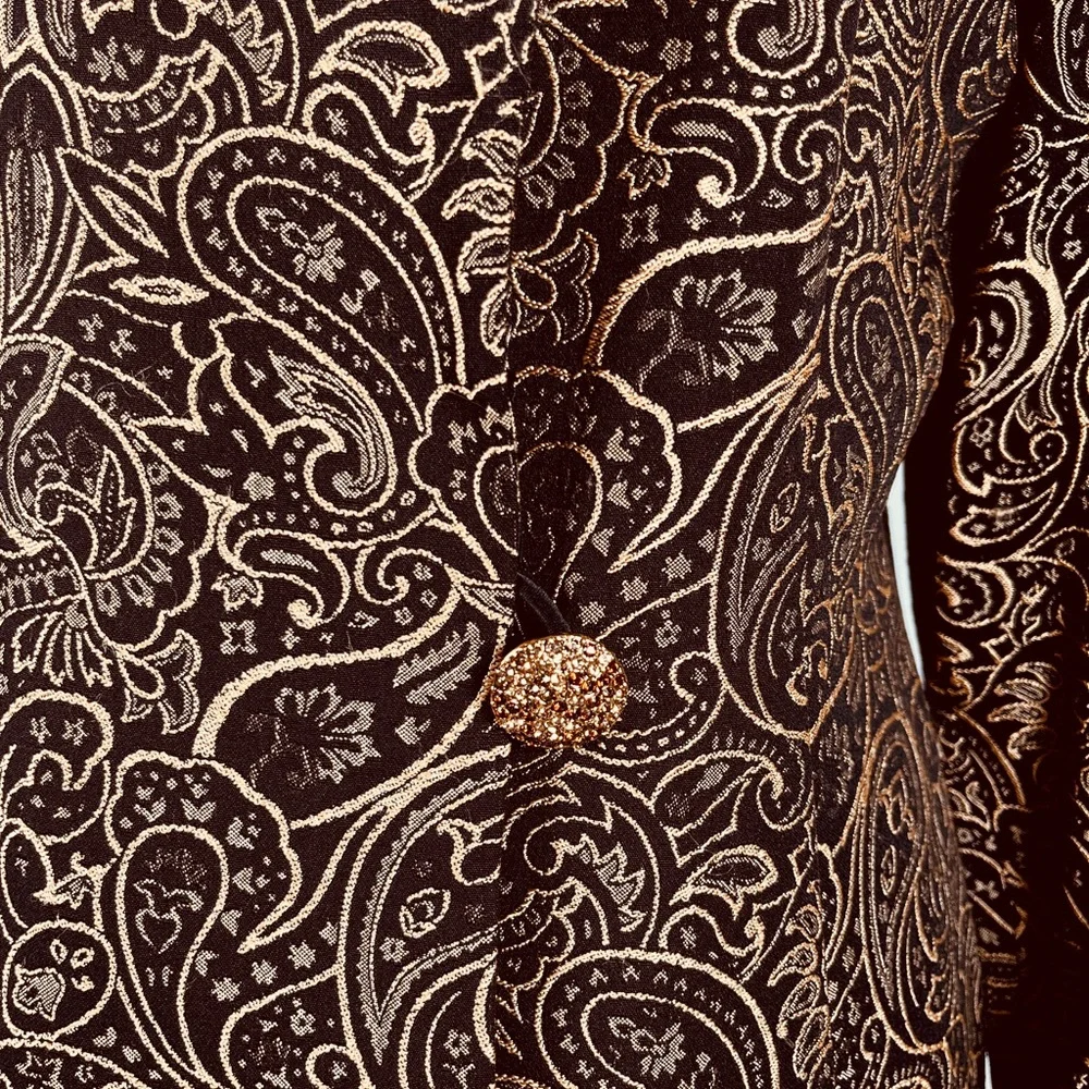 LILLY & TAYLOR NY PARIS brocade genuine mink color and cuffs coat jacket - Picture 10 of 10